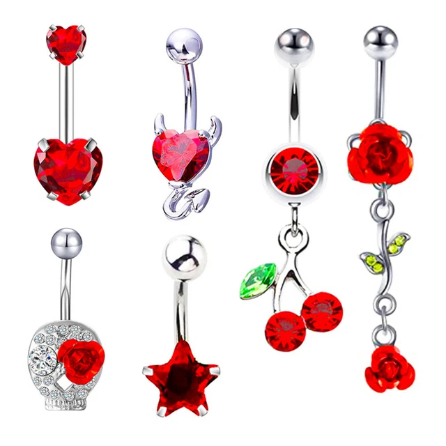 6 Pcs Helix Jewelry Rhinestone Navel Ring European and American