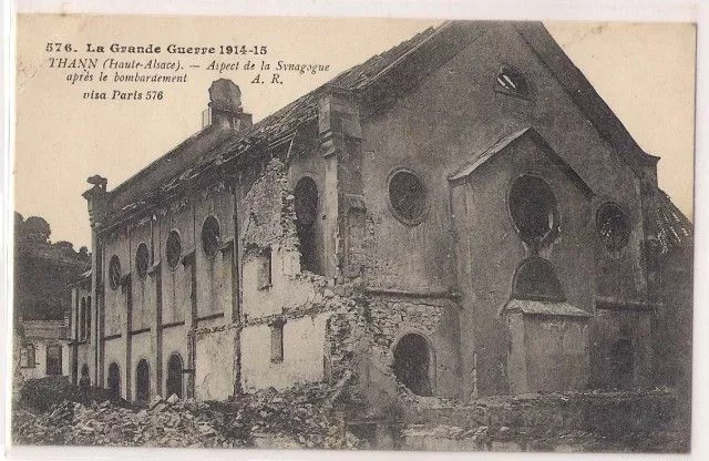 Judaica Old Postcard Jewish Synagogue Thann France