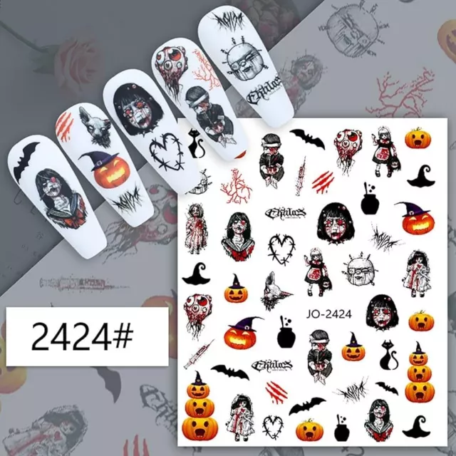 Nail Art Stickers Transfers Self Adhesive Halloween 2023 Nail Decoration