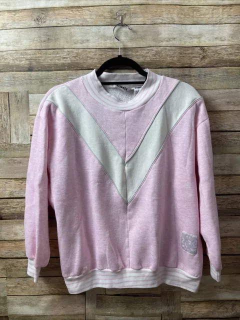 Vintage Gitano Colorblock Sweatshirt Woman's L Large Pink White 80's/90's VTG