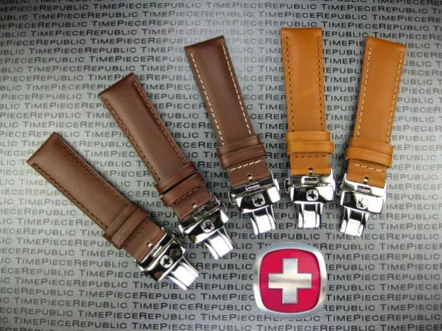 18mm Victorinox Swiss Army Becerro Marrón Cuero Correa Despliegue Po Hebilla 21