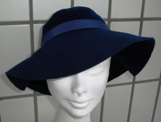 cappello donna vintage anni '50 feltro blu, perfetto