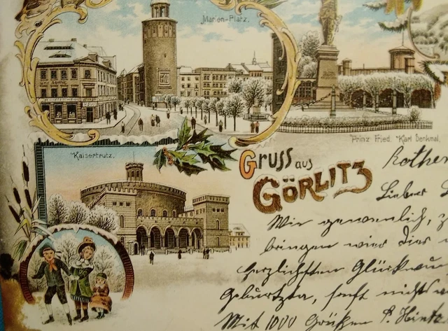 Ansichtskarte Gruss aus Görlitz 1898 Zgorzelec Marienplatz Litho