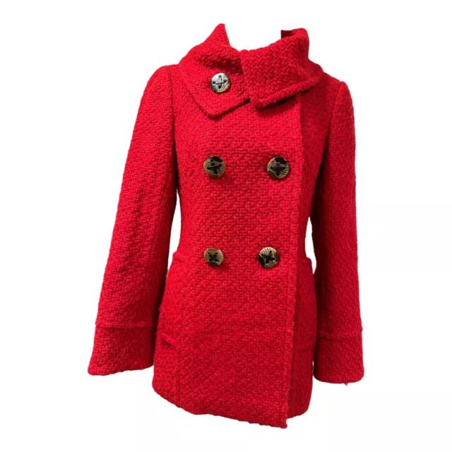 Trina Turk Women’s Size 2 Red Button Up Jacket Coat Alpaca Wool