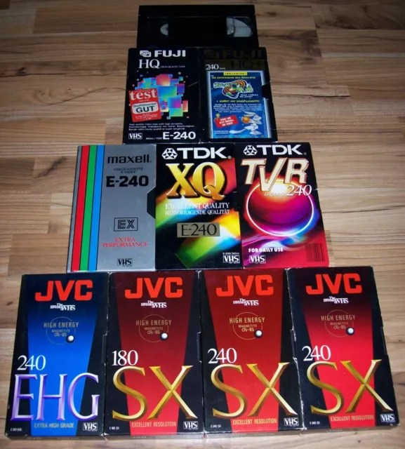 10 TDK+MAXELL+FUJI+JVC E-240+E180 VHS VIDEO Kassetten VINTAGE TAPES TV-Aufnahmen