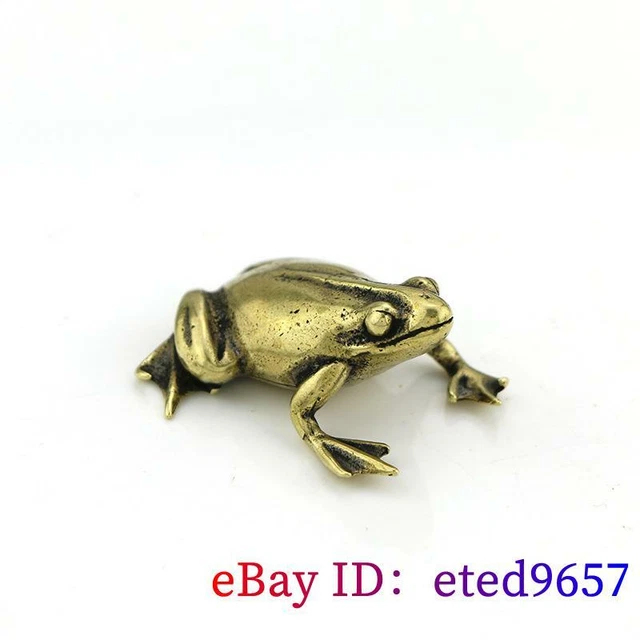 Brass Frog Figurines Sculptures Gifts Collection Statuette Copper Handmade