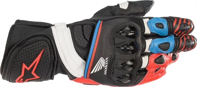 Alpinestars Honda GP Plus R v2 Mens Leather Motorcycle Gloves Black/Red/Blue