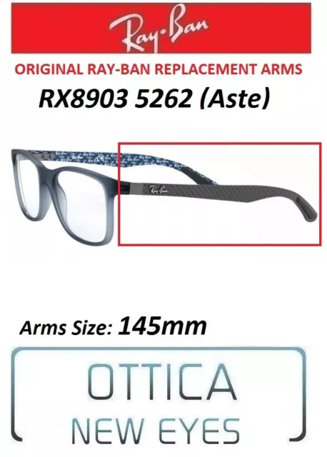 Original Replacement Arms RX8903 5262 145mm Ray-Ban Vista Aste di Ricambio RB