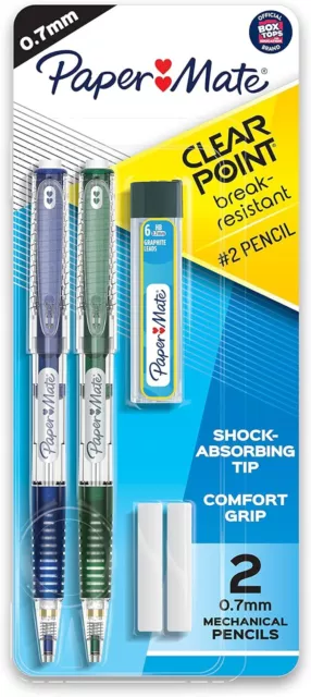 Paper Mate Clearpoint Mechanical Pencils 0.7mm, Break 0.7MM, Blue and Green