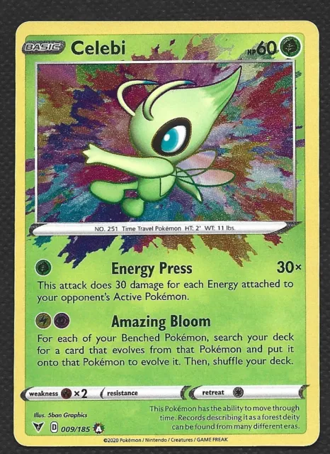 Pokemon Celebi 9/185 Amazing Rare Holo Vivid Voltage Near Mint