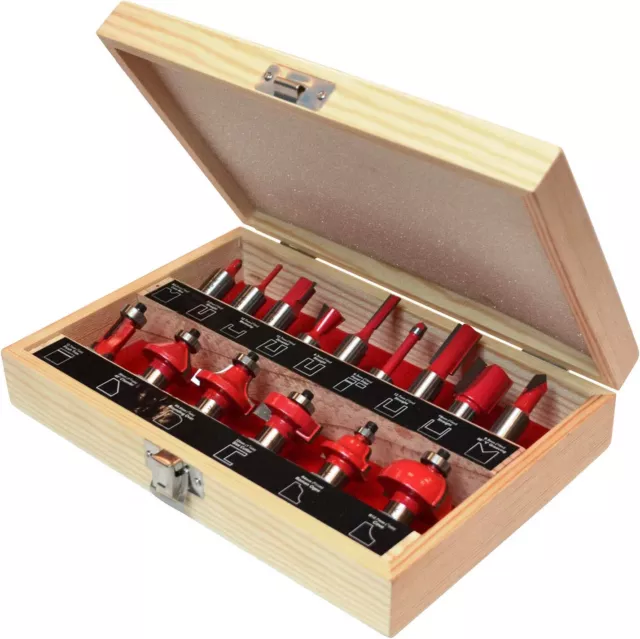 Faithfull FAIRBS15 1/2 Inch TC Router Bit Set of 15 with Storage Case 1/2 Inch