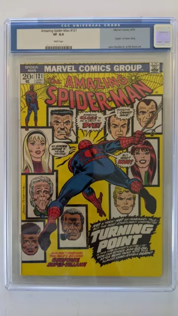 Amazing Spider-Man 121 CGC 8.0 Death of Gwen Stacy White Pages