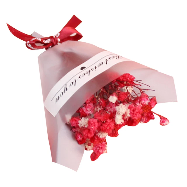 Rosa seca con cinta ecológica mini Gypsophila práctica