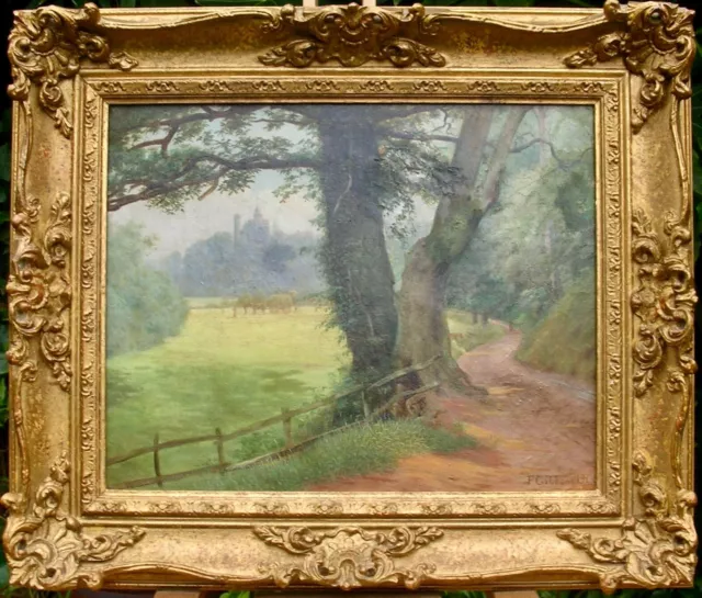 Original  Oil On Canvas "Wooden Lane In Summer" Signed ' Frank Gibbons 1906'.