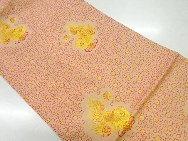 83360# Japanese Kimono / Antique Nagoya Obi / Taisho Roman Style / Woven Chin Do