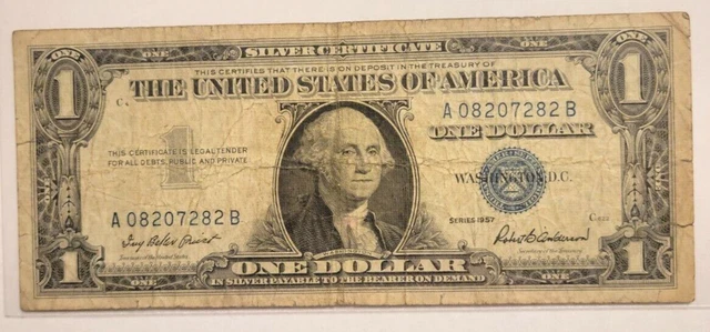 One Dollar 1957 Note $1 Silver Certificate Bill Blue Seal