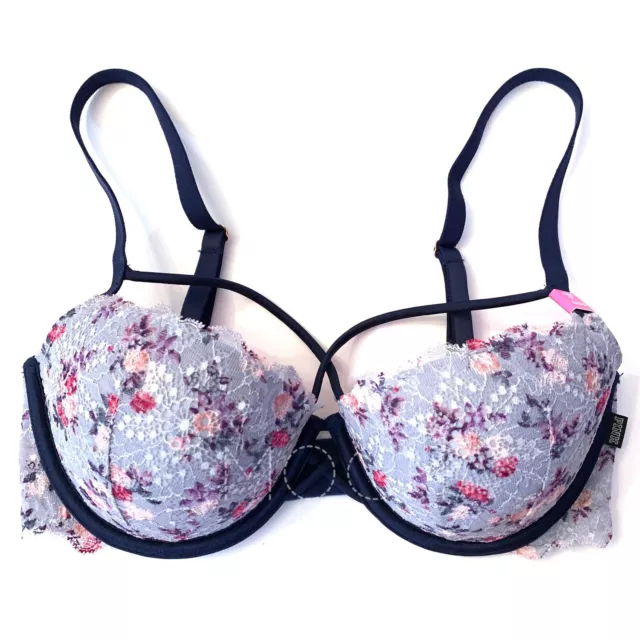 NWT Victorias Secret PINK Sexy Date Push-up Strappy Padded Floral Lace Bra 2