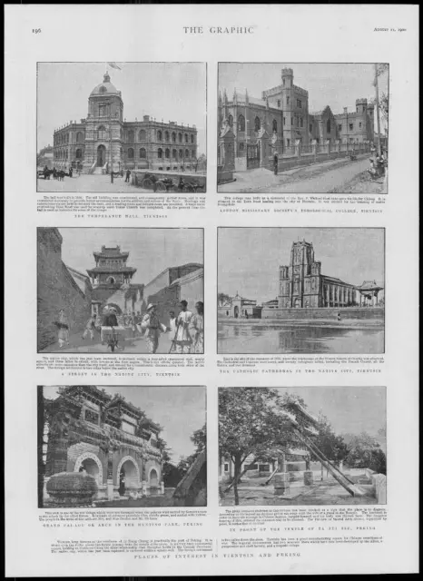 1900 CHINA Peking Beijing Ta Pei Ssu Temple Grand Pai-Lou Tientsin College (151)