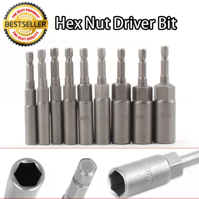 6-19mm Nut Driver Socket Bit Adapter Magnetic Wrench Impact Drill Hex Extension