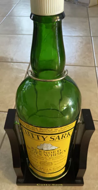 Vintage Cutty Sark Whiskey Large 1 Gallon Bottle w/ Swing Stand Bar Display 21"