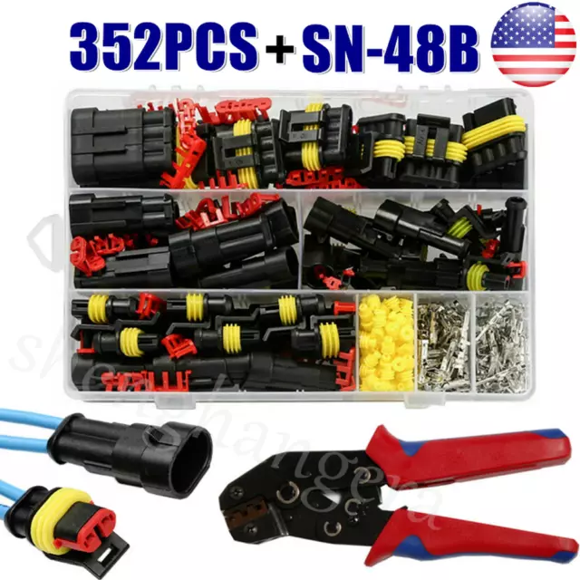 26 Sets Waterproof Car Auto Electrical Wire Connector Plug 1-4 Pin Way Plug Kit