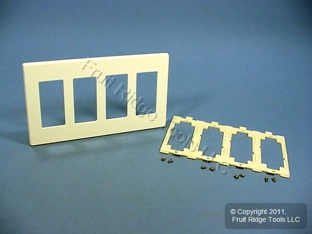 Leviton Almond 4-Gang Decora Screwless Snap-On Wallplate Cover GFCI GFI 80312-A