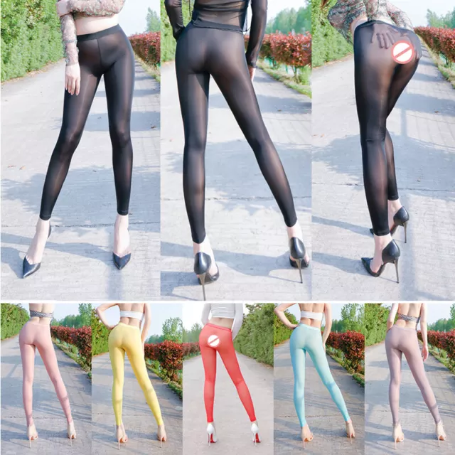 Pantaloni Da Yoga Sportivi Elasticizzati Semitrasparenti Sexy Da Donna* A