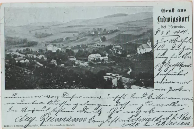 Litho  Schlesien: Gruss aus Ludwigsdorf bei Neurode, gel. 3.8.1900