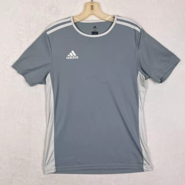 Adidas Mens T Shirt Size Medium Climalite Gray Short Sleeve Crew Neck Lined