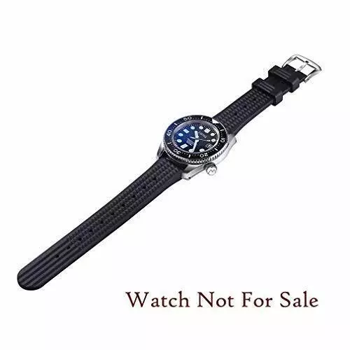 20mm Waffle Watch Band Strap Silicone Soft Rubber Black Watch Hommes et femmes 3