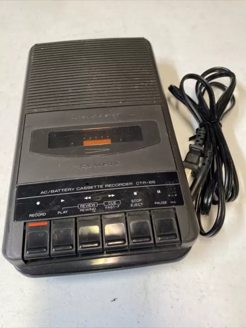 Realistic CTR-66 Radio Shack AC/Battery Cassette Recorder Player Tested/Working