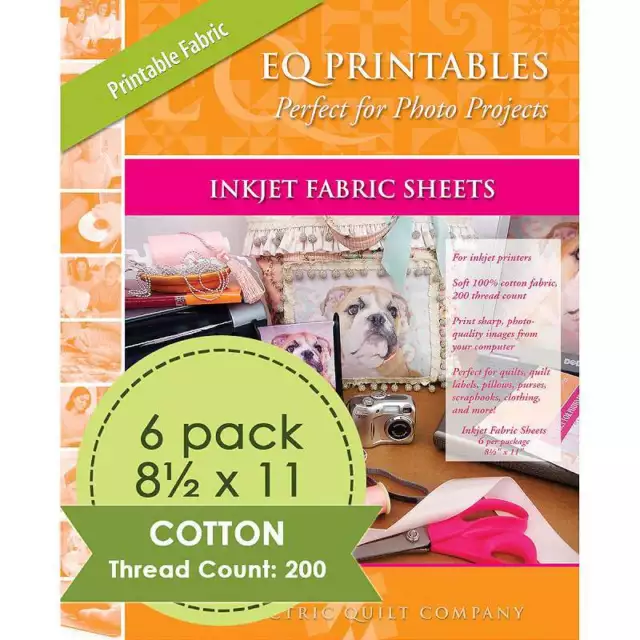 Threads Inkjet Printable Fabric Sheets 8.5X11 6/Pkg, 100% Cotton Twill