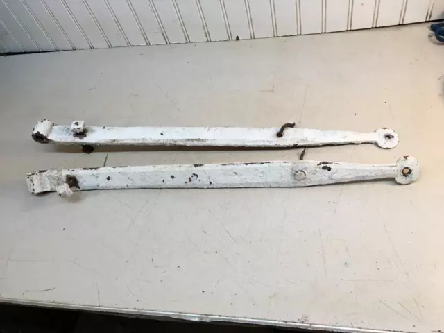 Antique Hand Forged Pair Iron Barn Door Strap Hinges 26” Long x 2. in Pair