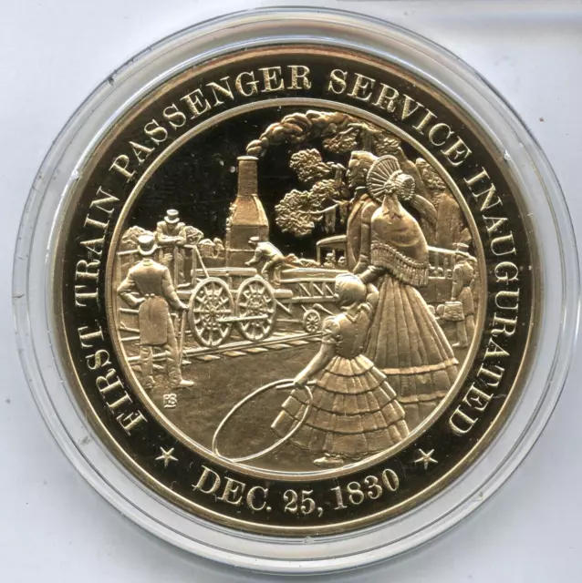 First Train Passenger Service Inaugurated Bronze Proof Medal Franklin Mint JL111