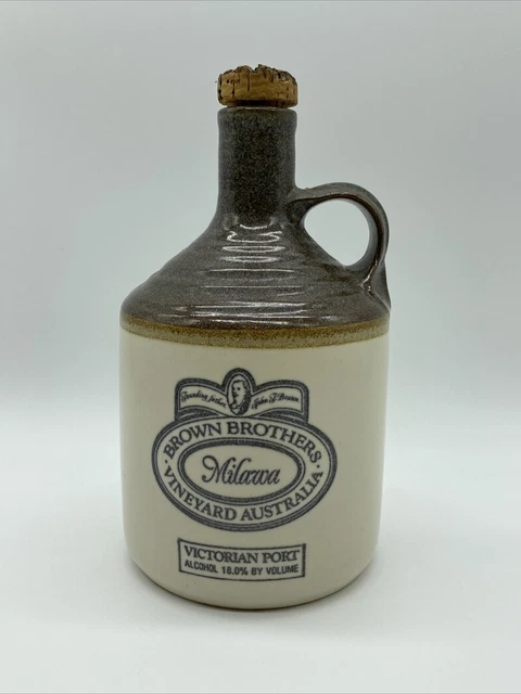 Vintage Jug 8” BROWN BROTHERS VINEYARD AUSTRALIA Victorian Port STONEWARE