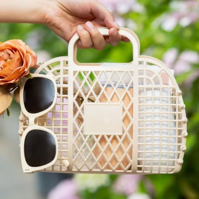 Hollow Tote Bags Plastic Shopping Basket Portable Bridesmaid Bags  Beach
