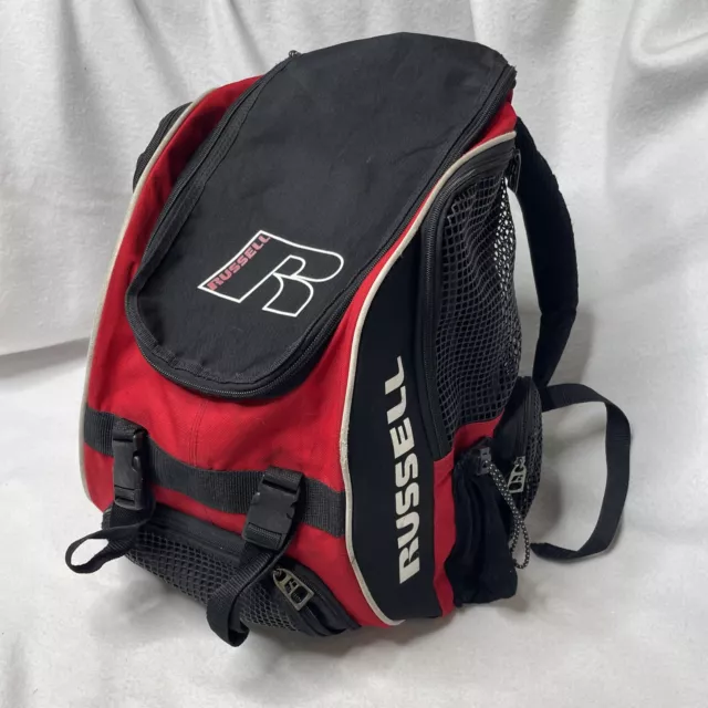 Red Black Russell Athletic Backpack Gym Book Bag Sports BaseBall