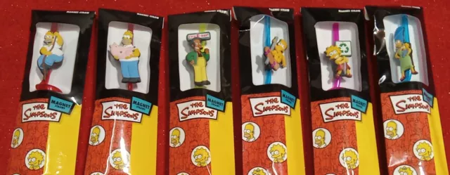 The SIMPSONS Soda Spoon Straw Magnetized 6 COMPLETE SET 2007 RARE New/Sealed LOT