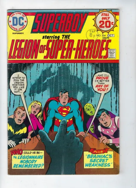 Superboy # 204 DC Comics Bronze-Age Issue Legion of Super-Heroes Oct 1974 VG+