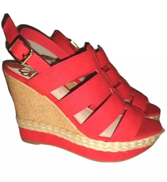 Fergie Sandals Women's Size 6 M Straps Buckle Up  Wedge Stylish Heels Ladies Red