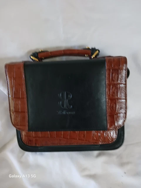 VINTAGE BELLEROSE Brown Leather Cross-Body Organizer Purse Handbag Shoulder Bag