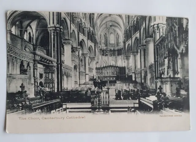 Unposted Vintage B&W Postcard - The Choir, Canterbury Cathedral  (b)