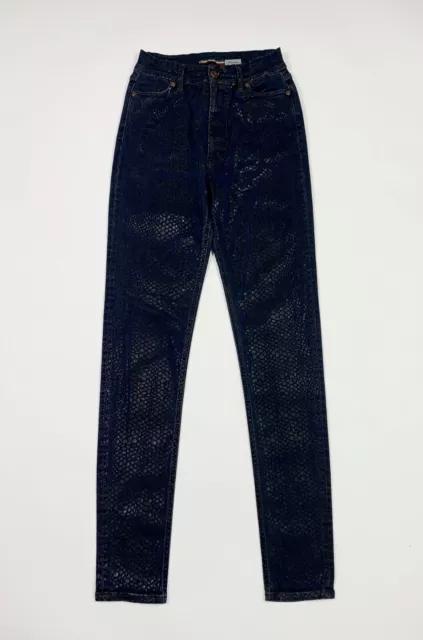 Please jeans donna usato M medium stampa pitone hot skinny denim boyfriend T8338