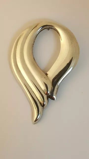 Vintage Sterling Silver Modernist Swirl Pin Brooch Emp Plat Mex Sa Imle 15