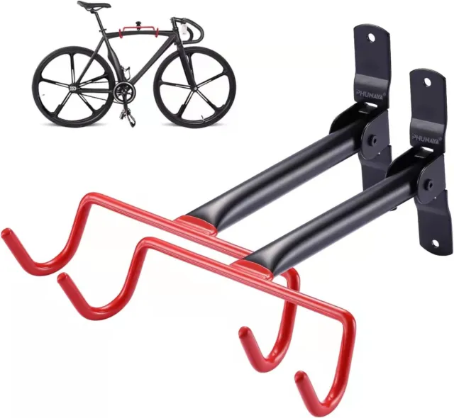 PHUNAYA Bike Hanger Wall Mount Bike Hook Horizontal Foldable Bicycle Holder