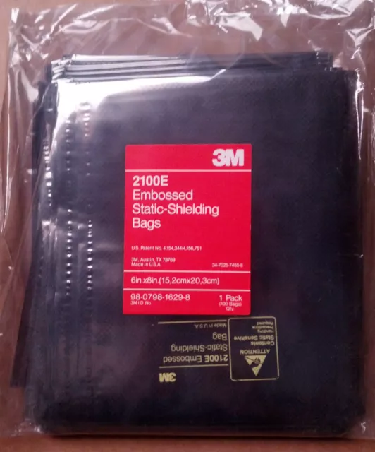 3M 2100E - 6"x8" Embossed Metal-Out Static Shielding Bag - 100 BAGS