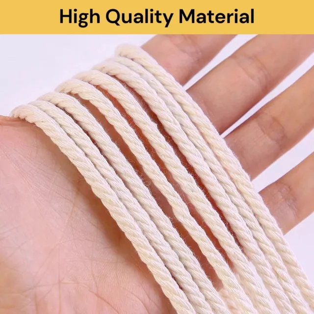 New 3mm Natural Cotton String Twisted Cord Craft Macrame Artisan Rope Weaving AU 2