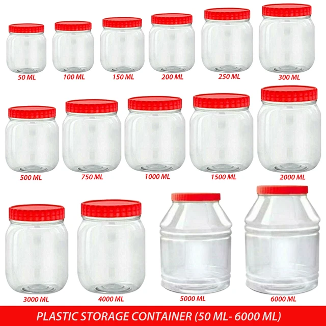 SPICE JARS CLEAR Plastic Storage Container Screw Top Lids Food Pots 50