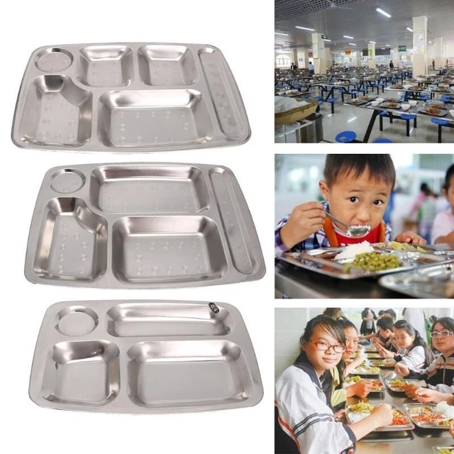 Bandeja estándar de acero inoxidable para niños cena rápida comedor escolar