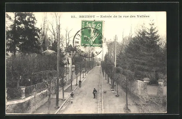 CPA Brunoy, entrance to rue des Vallées, view from rue 1916